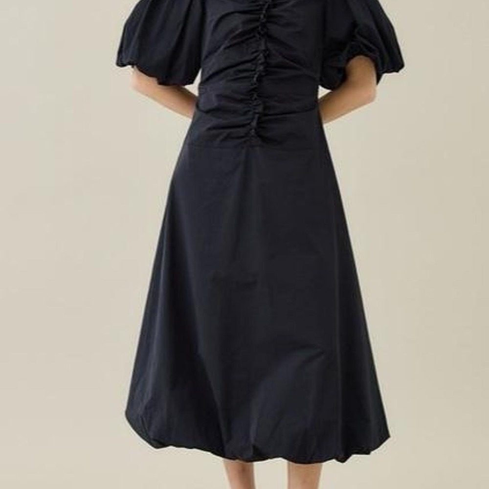 ELIN Black Balloon Dress Puffy Sleeves Sculptural Skirt Japanese Designer 36